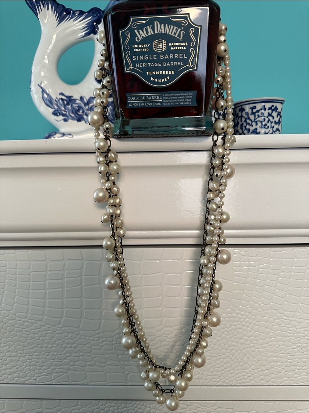 Vintage Pearl and Brass Necklace